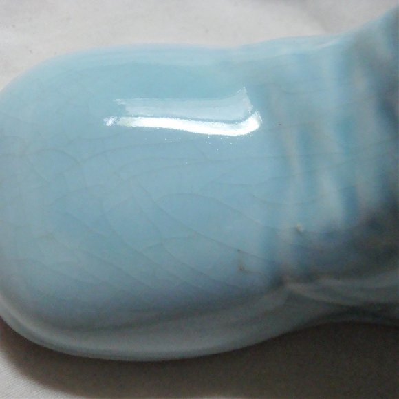 VTG Blue Ceramic Baby Shoe Nursery Planter Small - Picture 5 of 8